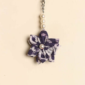Beaded fabart flower keychain 07 - handcrafted