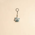 Beaded fabart flower keychain 09 - handcrafted