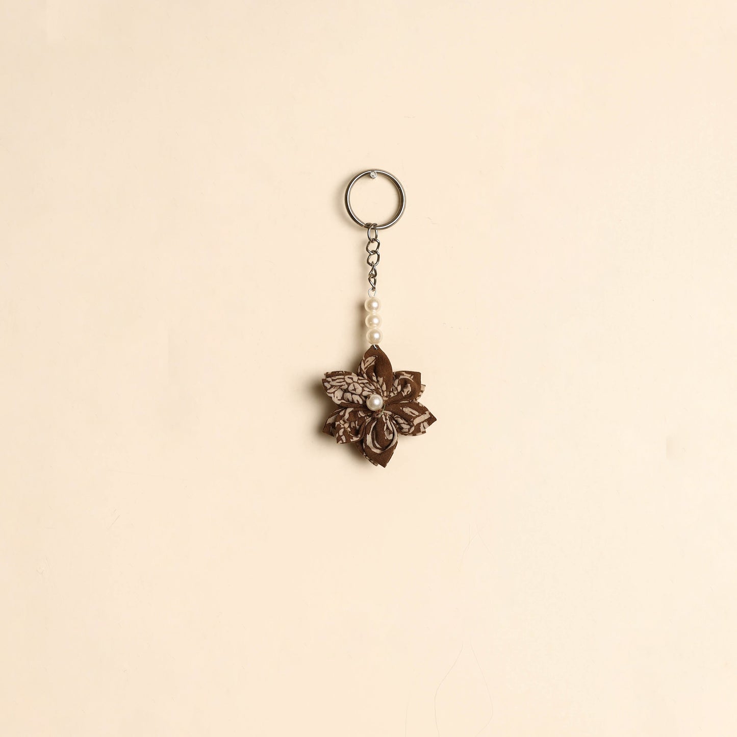 Beaded fabart flower keychain 10 - handcrafted