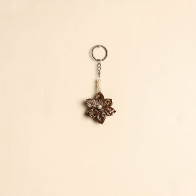 Beaded fabart flower keychain 10 - handcrafted