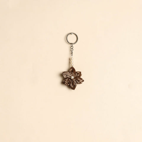Beaded fabart flower keychain 10 - handcrafted