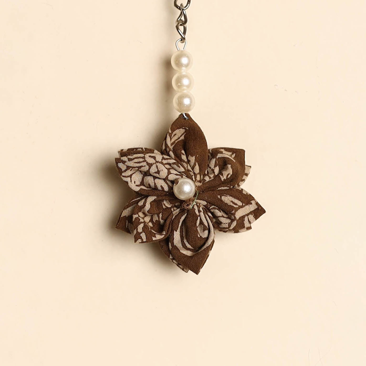 Beaded fabart flower keychain 10 - handcrafted