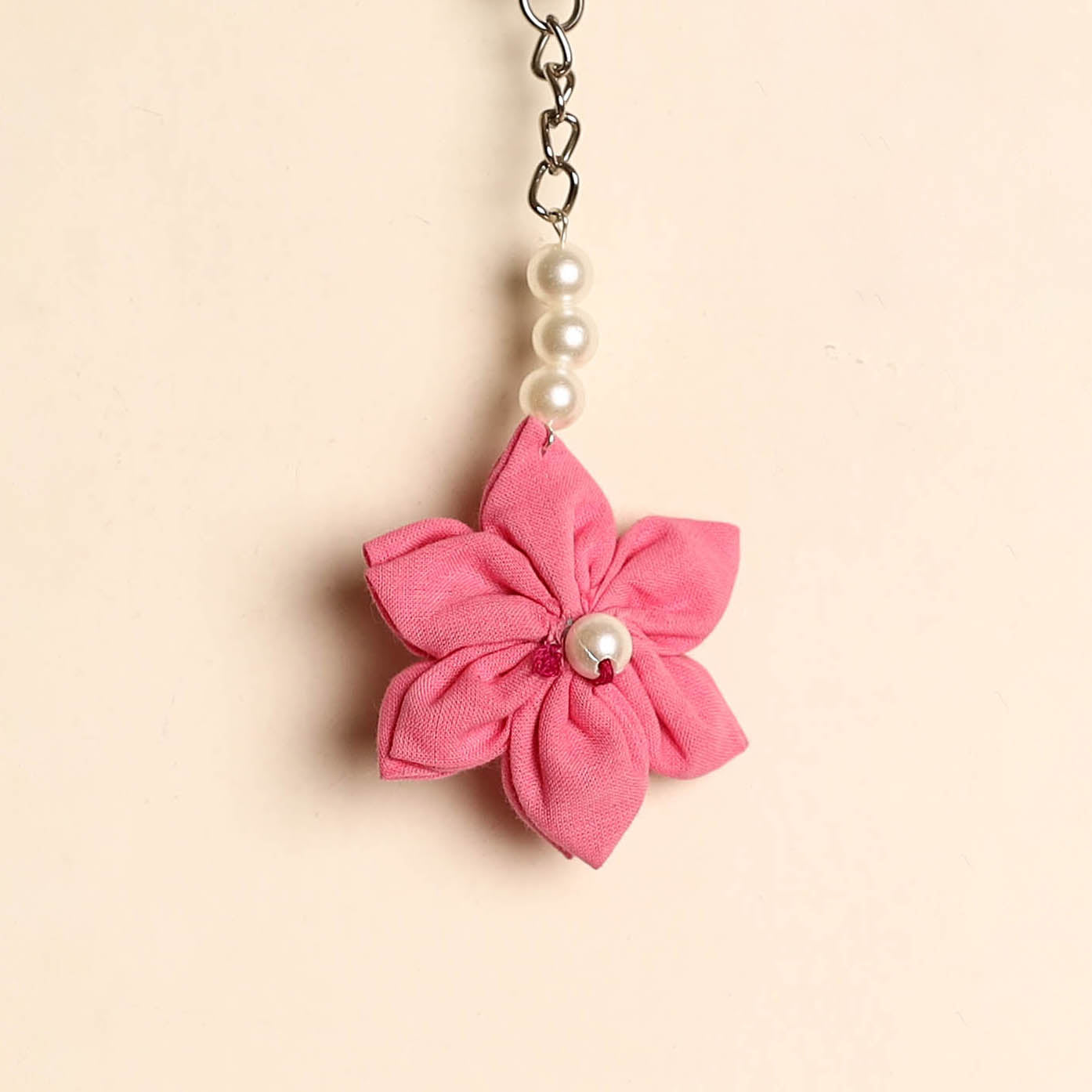 Beaded fabart flower keychain 11 - handcrafted