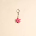 Beaded fabart flower keychain 11 - handcrafted