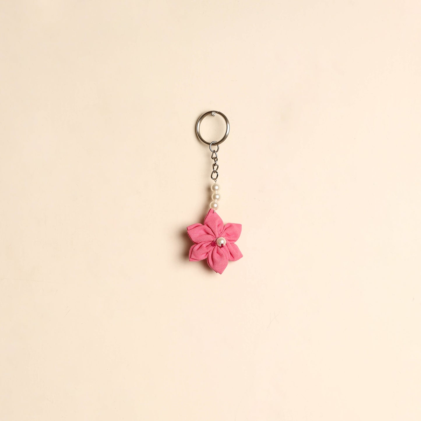 Beaded fabart flower keychain 11 - handcrafted
