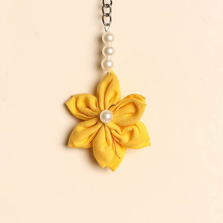 Beaded fabart flower keychain 12 - handcrafted