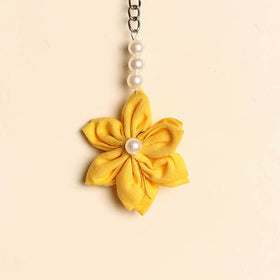 Beaded fabart flower keychain 12 - handcrafted