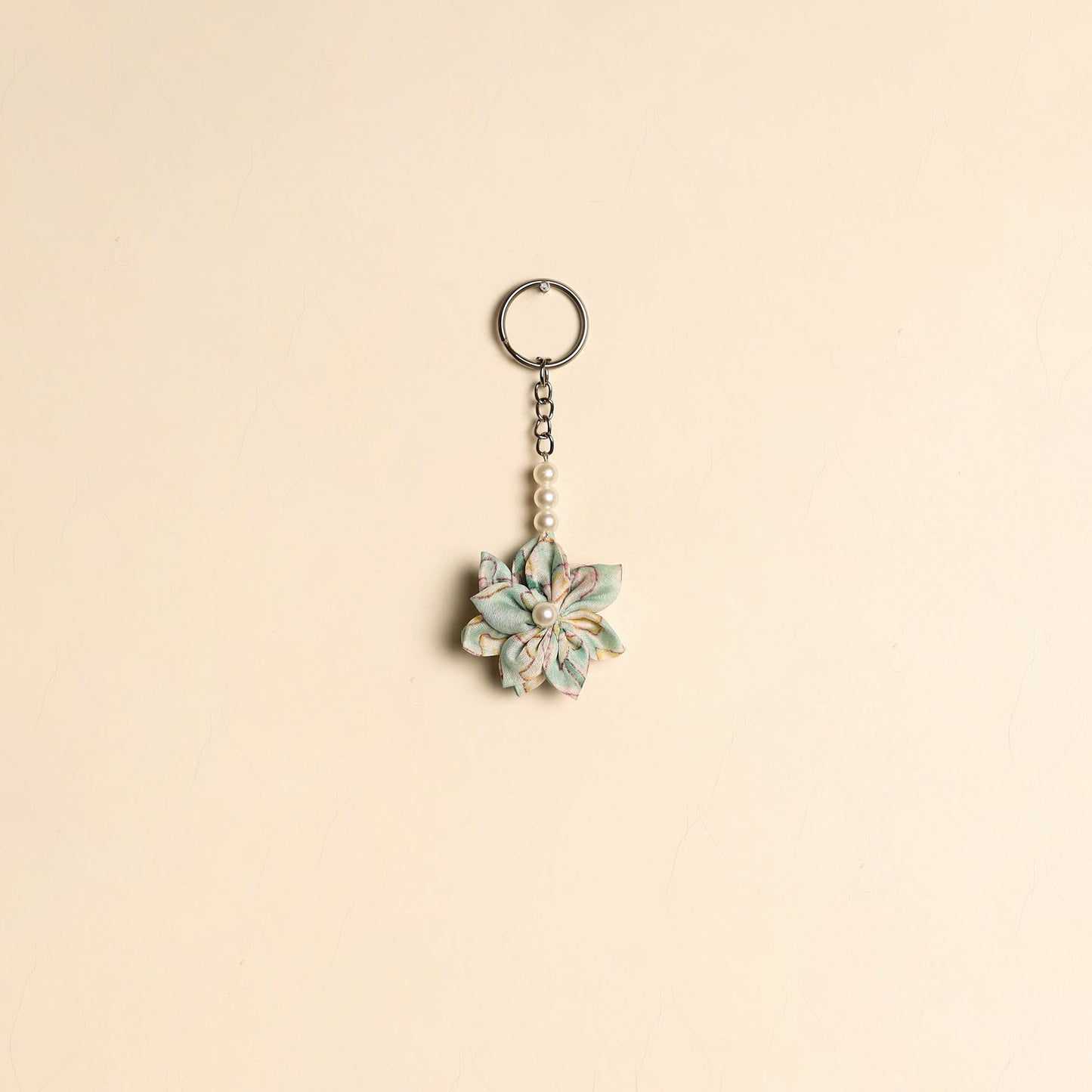 Beaded fabart flower keychain 13 - handcrafted