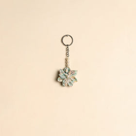 Beaded fabart flower keychain 13 - handcrafted
