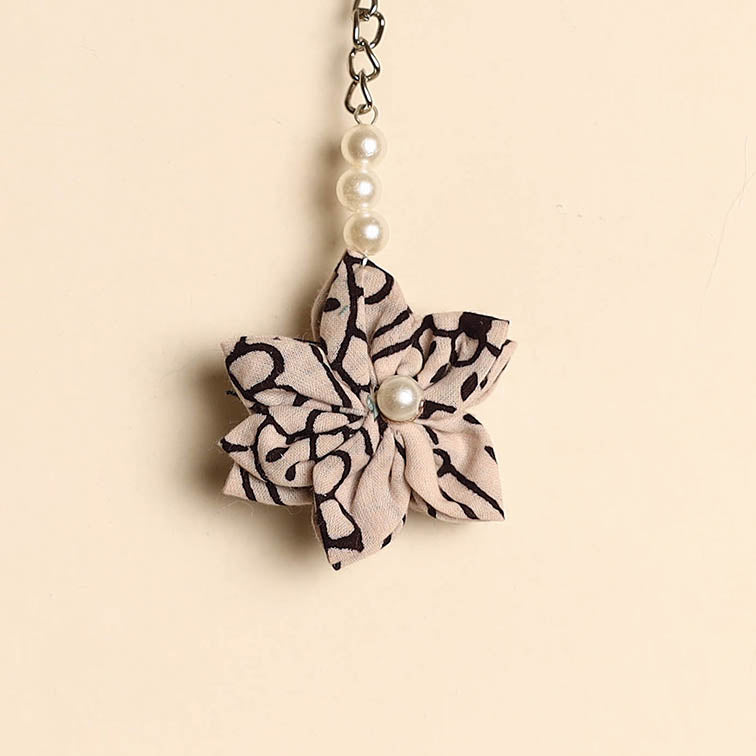 Beaded fabart flower keychain 14 - handcrafted