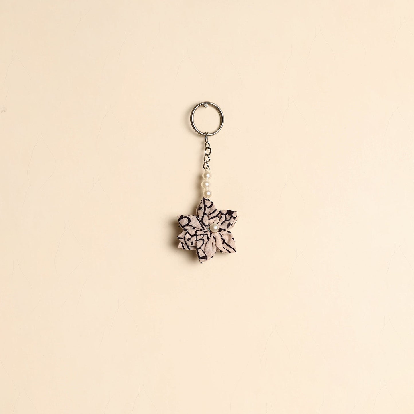 Beaded fabart flower keychain 14 - handcrafted