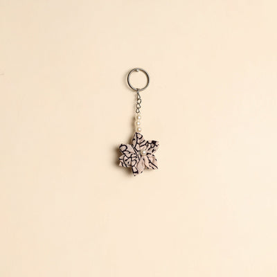 Beaded fabart flower keychain 14 - handcrafted