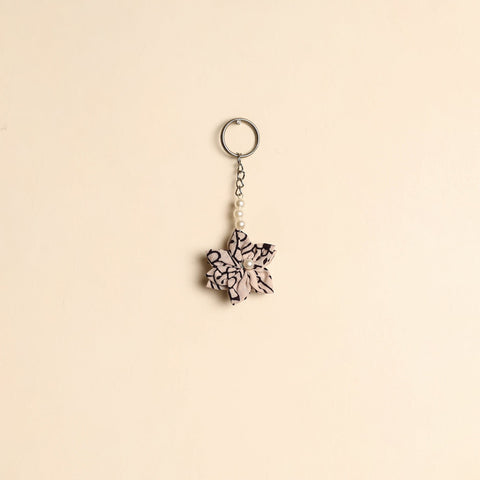 Beaded fabart flower keychain 14 - handcrafted