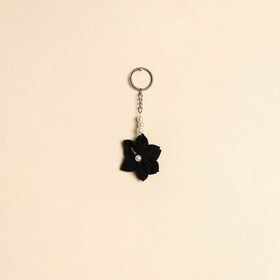 Beaded fabart flower keychain 15 - handcrafted