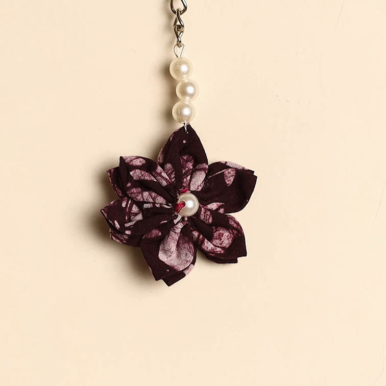Beaded fabart flower keychain 16 - handcrafted