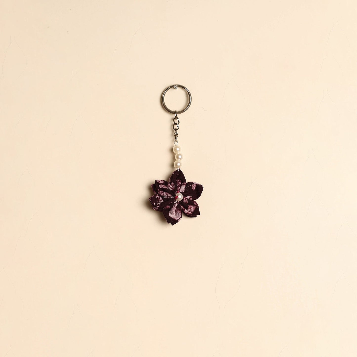 Beaded fabart flower keychain 16 - handcrafted