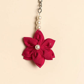 Beaded fabart flower keychain 17 - handcrafted