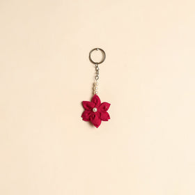 Beaded fabart flower keychain 17 - handcrafted