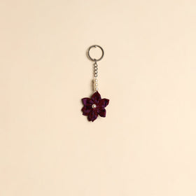 Beaded fabart flower keychain 18 - handcrafted