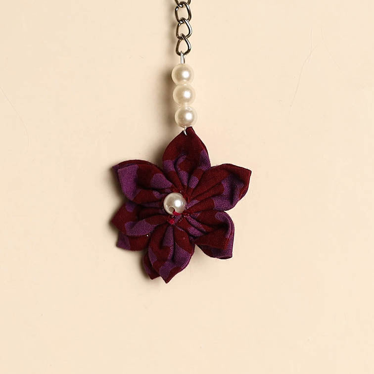 Beaded fabart flower keychain 18 - handcrafted