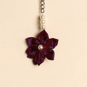 Beaded fabart flower keychain 18 - handcrafted