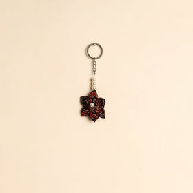 Beaded fabart flower keychain 19 - handcrafted