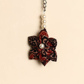 Beaded fabart flower keychain 19 - handcrafted