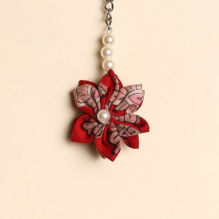 Beaded fabart flower keychain 20 - handcrafted