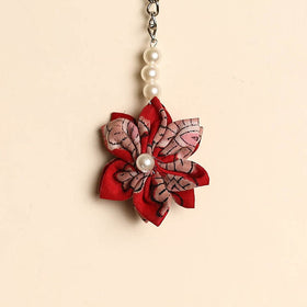 Beaded fabart flower keychain 20 - handcrafted