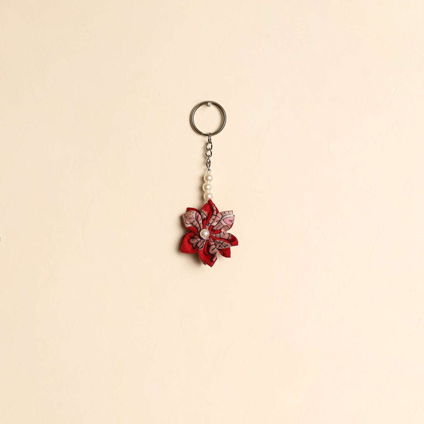 Beaded fabart flower keychain 20 - handcrafted