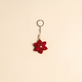 Beaded fabart flower keychain 21 - handcrafted