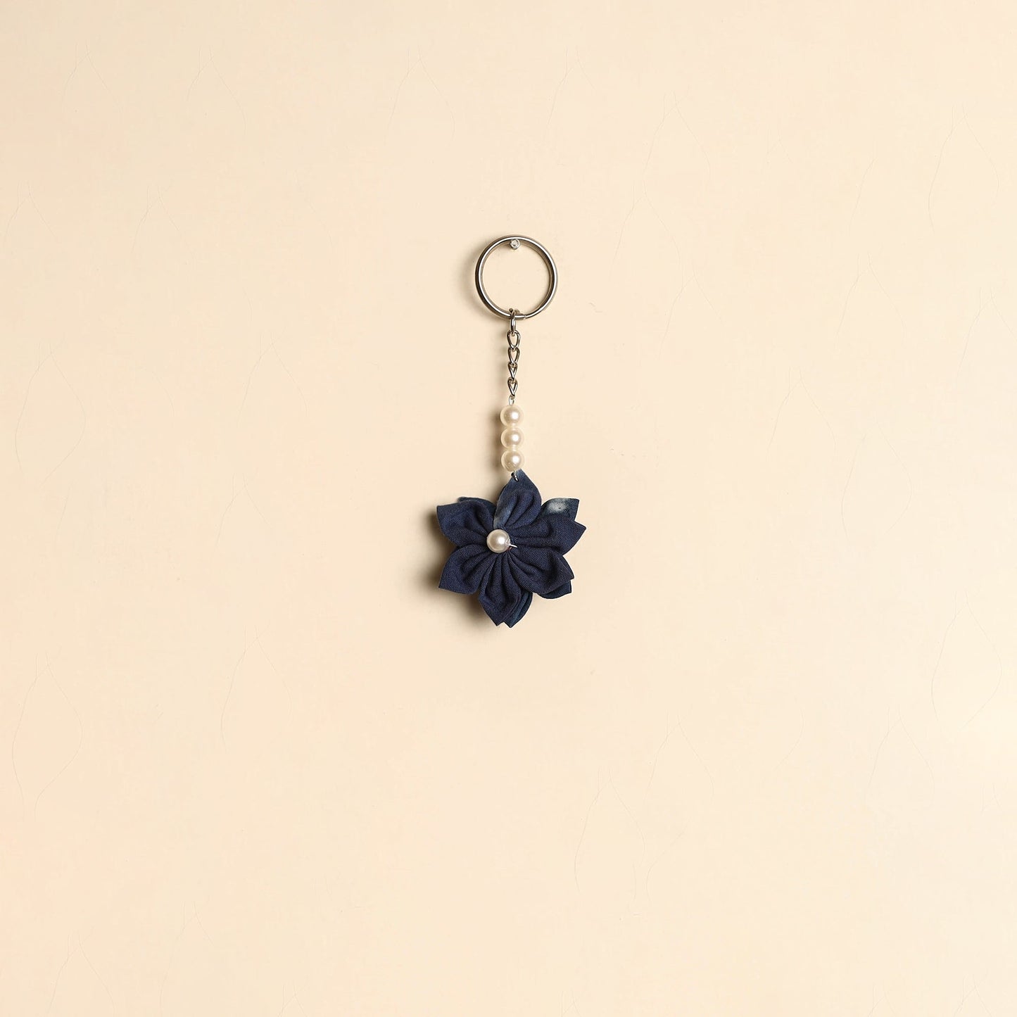 Beaded fabart flower keychain 22 - handcrafted