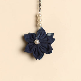 Beaded fabart flower keychain 22 - handcrafted