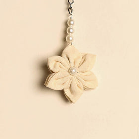 Beaded fabart flower keychain 23 - handcrafted