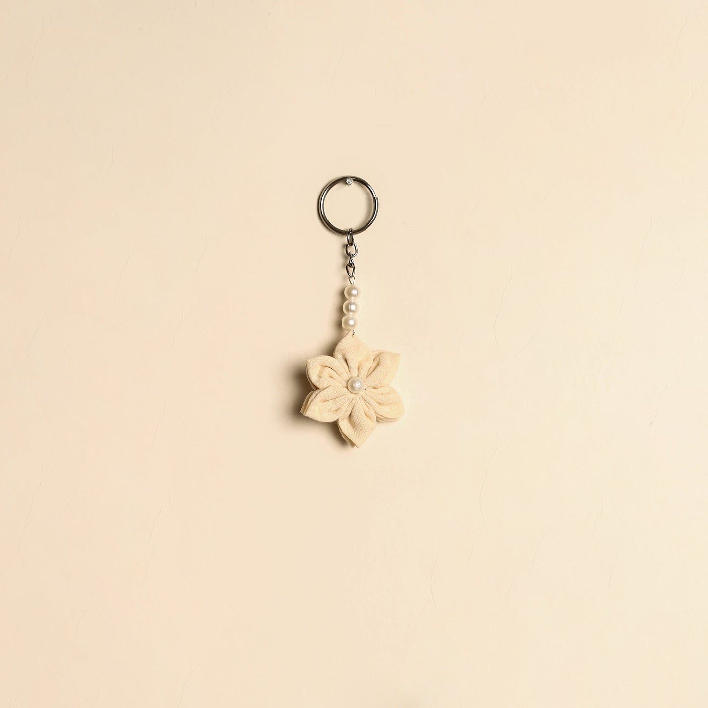 Beaded fabart flower keychain 23 - handcrafted