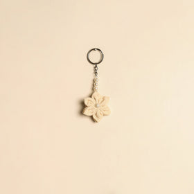 Beaded fabart flower keychain 23 - handcrafted