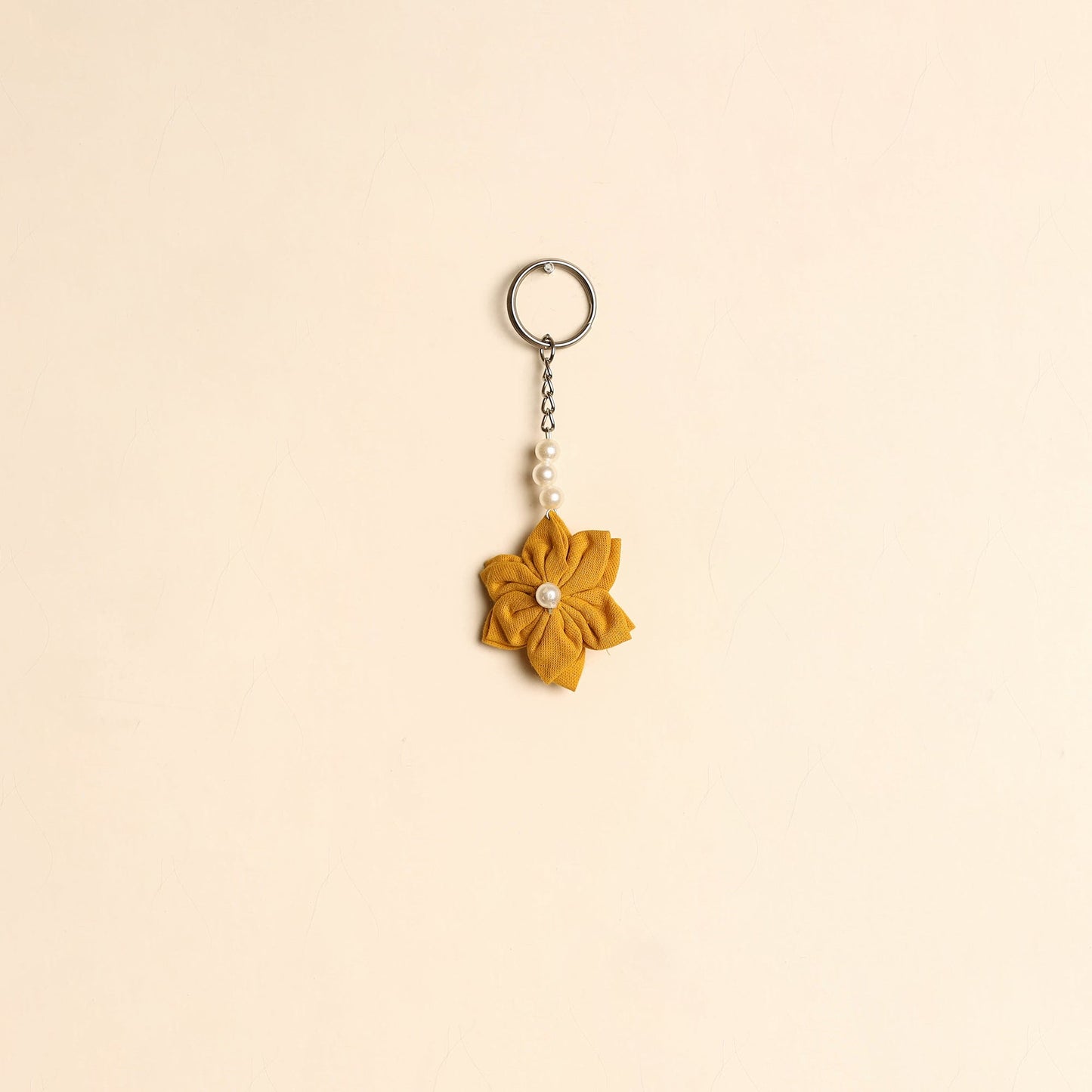 Beaded fabart flower keychain 24 - handcrafted