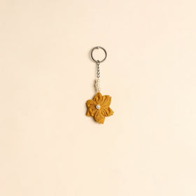 Beaded fabart flower keychain 24 - handcrafted