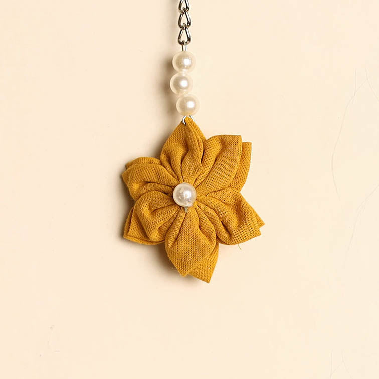 Beaded fabart flower keychain 24 - handcrafted