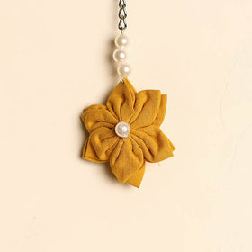 Beaded fabart flower keychain 24 - handcrafted