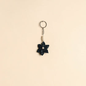 Beaded fabart flower keychain 26 - handcrafted