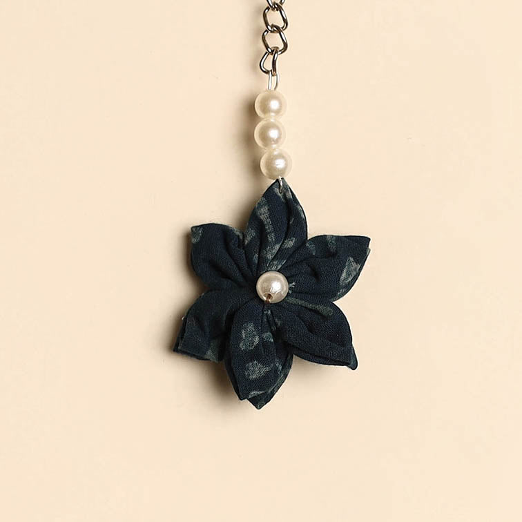 Beaded fabart flower keychain 26 - handcrafted