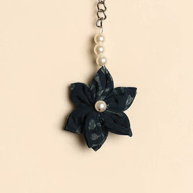 Beaded fabart flower keychain 26 - handcrafted