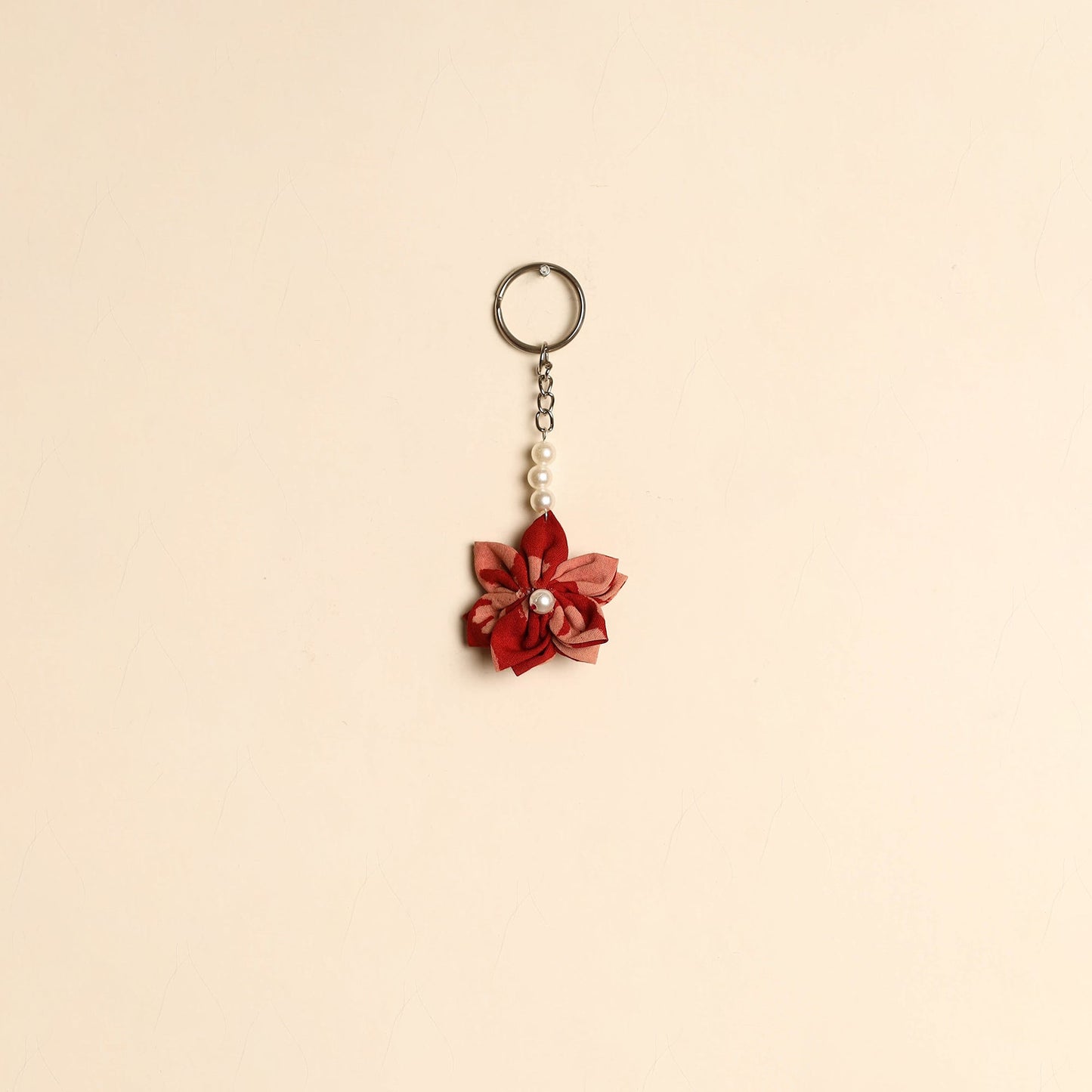 Beaded fabart flower keychain 27 - handcrafted