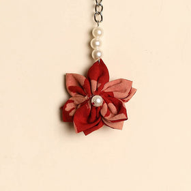 Beaded fabart flower keychain 27 - handcrafted