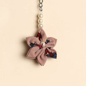 Beaded fabart flower keychain 28 - handcrafted