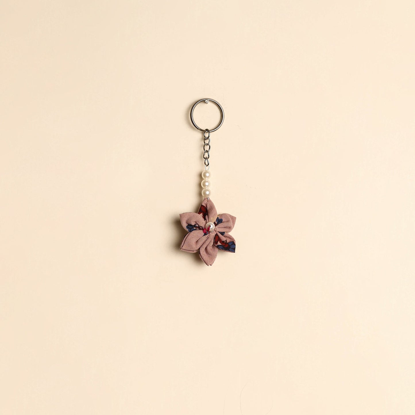 Beaded fabart flower keychain 28 - handcrafted