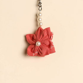 Beaded fabart flower keychain 29 - handcrafted