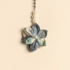 Beaded fabart flower keychain 31 - handcrafted