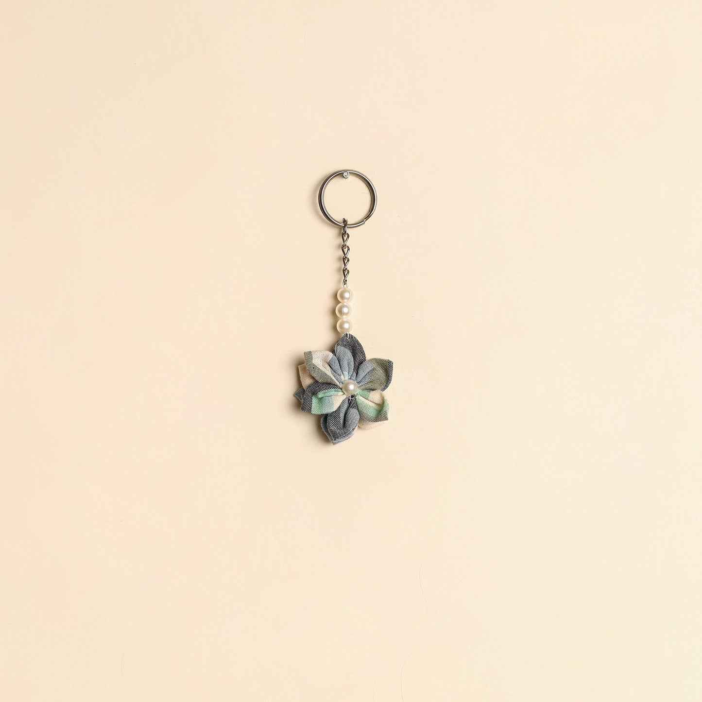 Beaded fabart flower keychain 31 - handcrafted